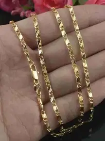 18k Yellow‎ Gold Filled Flat Mariner Chain Necklace, 20”