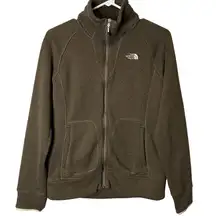 The North Face Women’s Small Brown Khaki Fleece Long Sleeve Zip-Up Jacket A58R‎