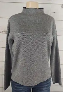 Tahari Mock Neck Gray Long Sleeve Sweater Size Large