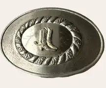 Vtg Belt Buckle Cowboy Boots Nickel Plated 90’s Western Rodeo Cowgirl Silver‌