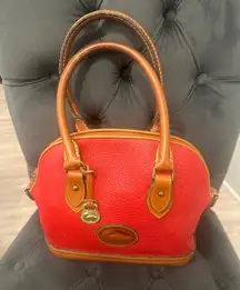 Dooney & Bourke Dome Satchel Red Leather Handbag Top Handle Bag Purse vintage