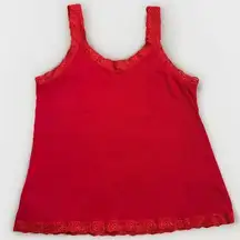 JMS Bella Swan Womens Plus Sz 3X Red Ribbed Layering Lace Tank Top Stretch Y2K