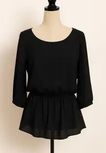Forever 21 Black Fit & Flare Blouse | Size M | Lightweight Peplum Top
