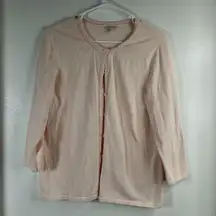 TALBOTS Women Stretch Comfy Pima Cotton Cardigan Sweater L