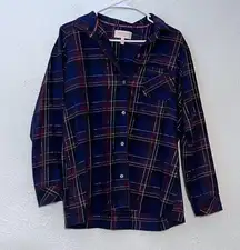 Victoria's Secret Flannel Pajama 2 Piece Set Plaid Multi Long Sleeve Pants SZ M