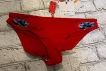 NWT women’s Red Carter Scarlet Red Weave Bikini Bottoms Size Small