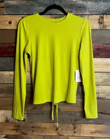 Jessica Simpson Active Lime‎ Green Open Back Long Sleeve Top Size Small