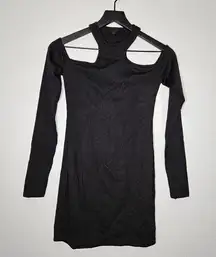 H:ours x Revolve Black Cold Shoulder Mini Dress Long Sleeve in Black Small​