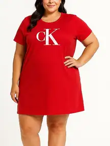 Calvin Klein CK Logo Red Tee Dress — Women’s 2X