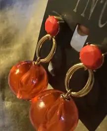 INC International Concepts Gold-Tone Stone & Bead Drop Earrings,Coral NWT/NEW