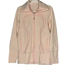 Lululemon In Stride Jacket Tonka Stripe Pretty Pink Size 8 Full Zip