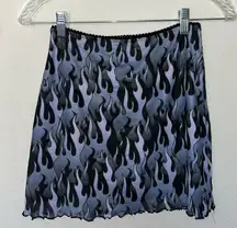 Horoscopez Flame Mini Skirt Y2K Egirl Black Gray Rave Party Small Festival‎