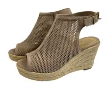 UNISA Espadrille Wedge Sandals Ankle Strap Peep Toe Taupe Beige‎ Women6.5M Shoes