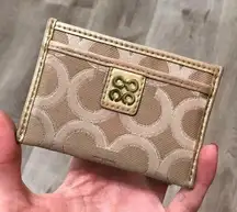 Coach  Gold Logo Card Holder Wallet