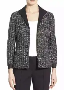 Lafayette 148 Women’s Blazer Black White Flat Hook and Eye Closure Versatile 12