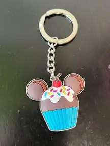 Disney  Parks Mickey Mouse Cup Cake Blue/Brown Keychain