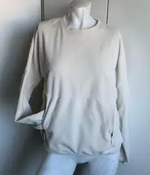 ivory fleece sweatshirt pouch pockets