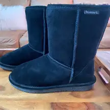 BearPaw Black Sherpa Suede Boots