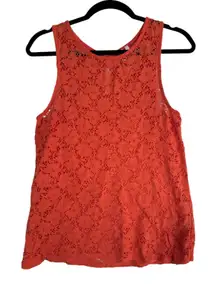 Alya Orange Crochet Lace Sleeveless Boho Summer Tank‎ Top Women's Size Medium