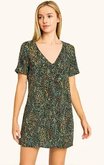 Zara Ditsy Floral Textured Knit Mini Dress V Neck Boho Retro Size Small