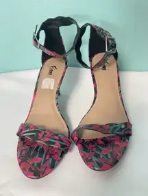 Fioni Colorful Floral Print ‎ Sandals with Straps Shoes Size 9 S-361