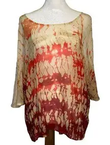 Gypsy 05 yellow & orange sheer silk top size L