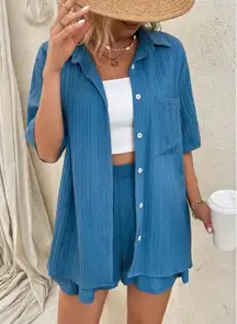 Shein blue matching summer set small #65 NWOT