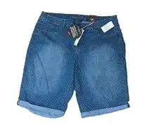 Avenue Denim Virtual Stretch Woman’s Blue/ White Polka Dot Jean Shorts Size 20
