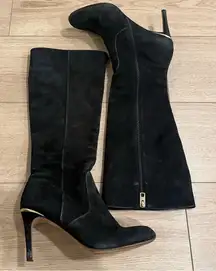 Coach Roma Black Tall Suede Heeled Knee High Boot Leather Size 10
