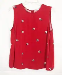 PopSugar I Red Floral Sleeveless Top 100% Rayon