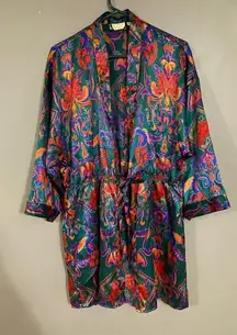 Victoria Secret Vintage Gold Label Paisley/Floral Multicolor Robe S