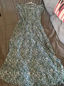 Long Green Floral Dress