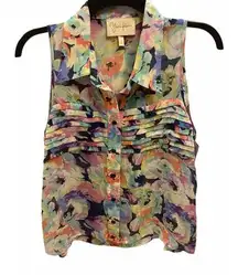 Yumi Kim Floral Button Down Sleeveless Top