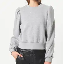 Ethereal crew neck pull over sweatshirt NWT gray puffed sleeve shoulders large​