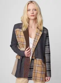 BLANKNYC Women’s Patchwork Blazer Jacket in Private Session Size Medium