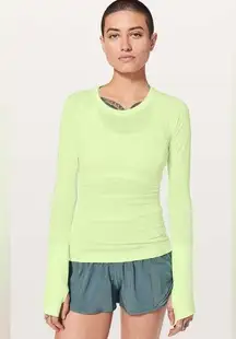 NWT Lululemon Long Sleeve Swiftly Tech Crew Neck Top Fluro Citrus Size 4 Flawed