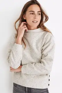 Madewell Donegal Mockneck Side Button Sweatshirt Size XL Antique White Cozy
