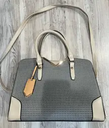 Atmosphere Cream and Gray Satchel with Structured Design