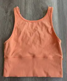 Lululemon Power Pivot Ribbed Tank Top Cropped Orange XS S Sleeveless Halter