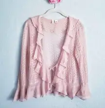 Moth Baby Pink Sheer Ruffle Cardigan Shrug