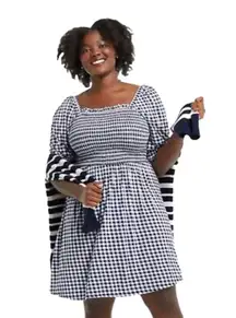Draper James Jo Dee Dress Gingham Nassau Navy NWT SIZE 1X