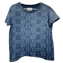 Current/Elliott Current Elliott Letterman T-Shirt Worn Bandana Short Sleeve Crew Neck Blue 0 XS