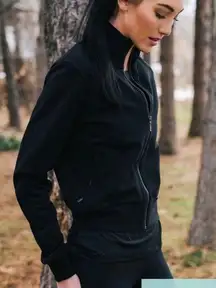 ZYIA Active Black French Terry Full Zip Jacket