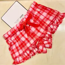 PINK VICTORIA’S SECRET Flannel Pajama Shorts  Red Pink Silver Plaid Preppy XL