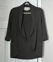 Wilfred Chevalier Blazer Women Gray Grey Open Front Size 00 Aritzia Satin Crepe