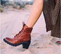 Frye Savannah Leather Classic Lace Up Streetwear Combat Heeled Boots 8.5