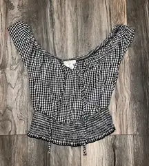 Checkered Off the Shoulder Top