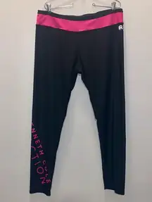 Reaction Athletic Leggings Size XL Black Pink Logo