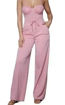 Bustier bodysuit with elastic waist wide leg pants set. NWT. Large