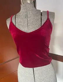 Magenta Fitted Velvet Whimsigoth Camisole Tank Top with Spaghetti Straps